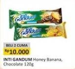 Promo Harga INDOFOOD Biskuit Inti Gandum Honey Banana, Chocolate per 2 pcs 120 gr - Alfamart