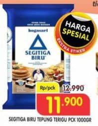 Promo Harga Bogasari Tepung Terigu Segitiga Biru 1000 gr - Superindo