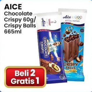 Promo Harga Aice Ice Cream Crispy Balls, Chocolate Crispy 60 gr - Indomaret