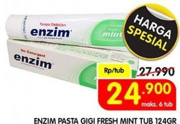 Promo Harga ENZIM Pasta Gigi Fresh Mint 124 gr - Superindo