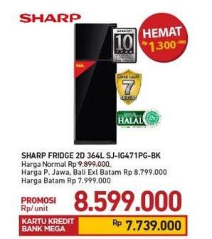 Promo Harga SHARP SJ-IG471PG | Refrigerator 2 Door  - Carrefour