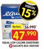 Promo Harga EQUAL Low Calorie Sweetener 100 pcs - Superindo