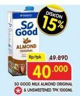 Promo Harga SANITARIUM So Good Almond Milk Original, Unsweetened 1000 ml - Superindo