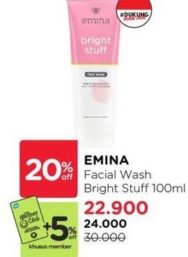 Promo Harga Emina Bright Stuff Face Wash 100 ml - Watsons