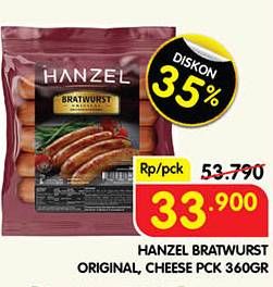 Promo Harga Hanzel Bratwurst Original, Cheese 360 gr - Superindo