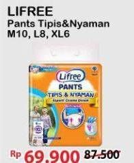Promo Harga Lifree Popok Celana Tipis & Nyaman Bergerak L8, M10, XL6 6 pcs - Alfamart