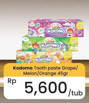 Promo Harga Kodomo Pasta Gigi Grape, Melon, Orange 45 gr - Carrefour