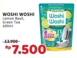 Promo Harga Woshi Woshi Dishwash  Green Tea, Lime Lemon Basil 600 ml - Alfamidi