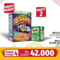 Promo Harga Paket NESTLE Honey Stars 300gr & MILO Active Go UHT 110ml  - Lotte Grosir