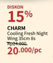 Promo Harga Charm Extra Comfort Cooling Fresh Wing 35cm 8 pcs - Guardian