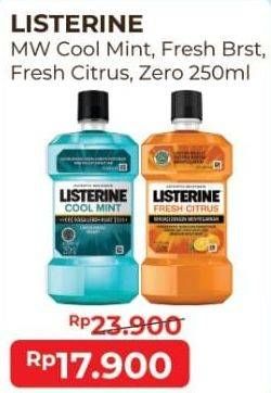 Promo Harga LISTERINE Mouthwash Antiseptic Cool Mint, Fresh Burst, Fresh Citrus, Zero, Fresh Citrus 250 ml - Alfamart