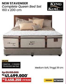 Promo Harga King Koil New Stavenger Complete Queen Bed Set 160x200cm  - COURTS