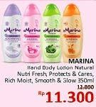Promo Harga MARINA Hand Body Lotion Natural Fresh, Protects Cares, Rich Moisturizing, Smooth Glow 350 ml - Alfamidi