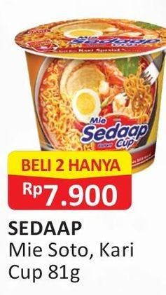 Promo Harga SEDAAP Mie Cup Kari Spesial, Soto per 2 pcs 81 gr - Alfamart