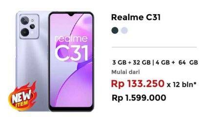 Promo Harga REALME C31 3 GB + 32 GB, 4 GB + 64 GB  - Erafone