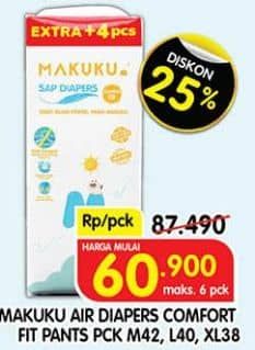 Promo Harga Makuku Comfort Fit Diapers Pants M42, L40, XL38 38 pcs - Superindo