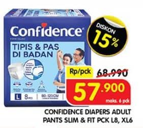 Promo Harga Confidence Adult Pants Tipis & Pas Di Badan L8, XL6 6 pcs - Superindo