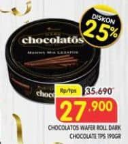 Promo Harga Chocolatos Wafer Roll Cokelat Dark 190 gr - Superindo