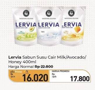 Promo Harga Lervia Sabun Cair Susu  Plus Avocado, Original, Plus Honey 400 ml - Carrefour