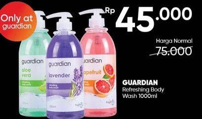 Promo Harga GUARDIAN Refreshing Body Wash Aloe Vera, Grapefruit, Lavender 1000 ml - Guardian