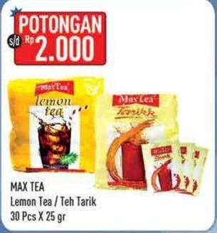 Promo Harga Max Tea Minuman Teh Bubuk Lemon Tea, Teh Tarik per 30 sachet 25 gr - Hypermart