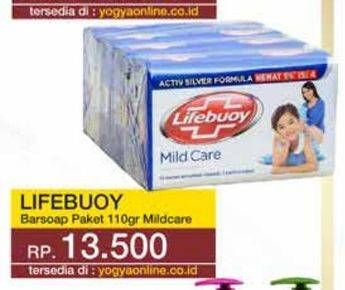 Promo Harga LIFEBUOY Bar Soap Mild Care per 4 pcs 110 gr - Yogya