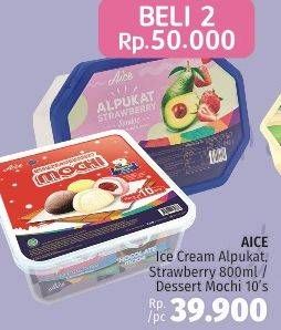 Promo Harga Ice Cream Alpukat Strawberry 800ml / Dessert Mochi 10s  - LotteMart