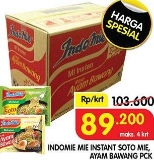 Promo Harga INDOMIE Mi Kuah Ayam Bawang, Soto Mie per 40 pcs 69 gr - Superindo