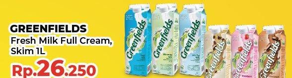 Promo Harga Greenfields Fresh Milk Full Cream, Skimmed Milk 1000 ml - Yogya