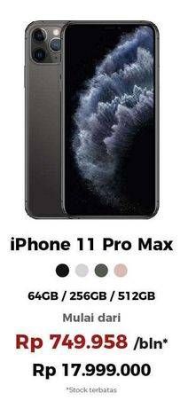 Promo Harga APPLE iPhone 11 Pro Max | Layar Super Retina XDR OLED 6.5 inci - Kamera 12MP  - Erafone