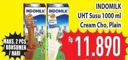 Promo Harga Indomilk Susu UHT Full Cream Plain, Cokelat 1000 ml - Hypermart