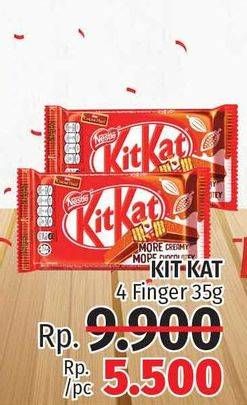 Promo Harga KIT KAT Chocolate 4 Fingers 35 gr - LotteMart