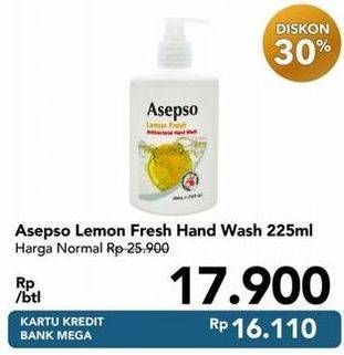 Promo Harga ASEPSO Hand Wash Lemon Fresh 225 ml - Carrefour