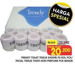 Promo Harga TRENDY Facial Tissue Non Parfumed 800gr/Toilet Tissue Rol 10 Roll  - Superindo