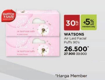 Promo Harga WATSONS Air-laid Facial Puff 90 pcs - Watsons