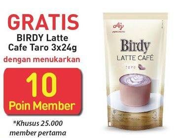 Promo Harga Birdy Latte Cafe Taro per 3 sachet 24 gr - Alfamart