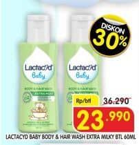 Promo Harga Lactacyd Baby Body & Hair Wash Extra Milky 60 ml - Superindo