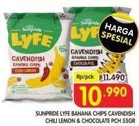 Promo Harga SUNPRIDE Lyfe Cavendish Banana Chips Chili Lemon, Chocolate 55 gr - Superindo
