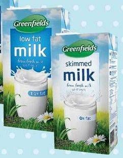 Promo Harga GREENFIELDS Fresh Milk Low Fat, Skimmed Milk 1000 ml - Yogya
