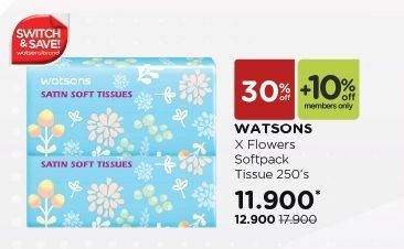 Promo Harga WATSONS X Flower Soft Pack Tissue 250 pcs - Watsons