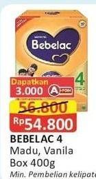 Promo Harga BEBELAC 4 Susu Pertumbuhan Madu, Vanila 400 gr - Alfamart