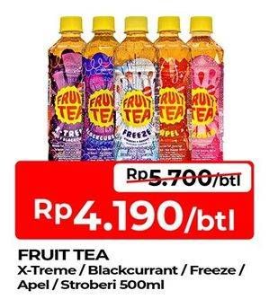 Promo Harga Sosro Fruit Tea Xtreme Apple + Blackcurrant, Blackcurrant, Freeze, Apple, Stroberi 500 ml - TIP TOP