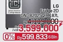 Promo Harga LG Kulkas LG 2 Pintu Smart Inverter | GN-B202SQIB  - LotteMart