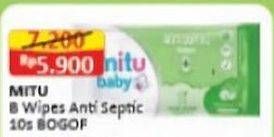 Promo Harga Mitu Baby Wipes Antiseptic per 2 pouch 10 sheet - Alfamart