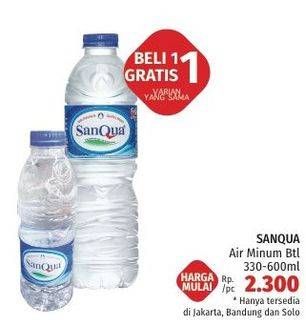 Promo Harga SANQUA Air Mineral 330ml/600ml  - LotteMart