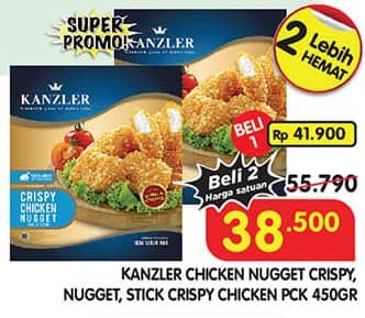 Promo Harga Kanzler Chicken Nugget Crispy, Original, Stick Crispy 450 gr - Superindo