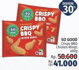 Promo Harga SO GOOD Crispy BBQ Chicken Wings 400 gr - LotteMart