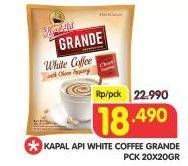 Promo Harga Kapal Api Grande White Coffee Grande per 20 pcs 20 gr - Superindo