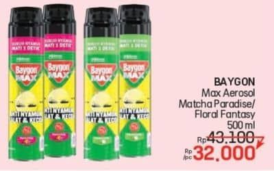 Promo Harga Baygon Max Obat Nyamuk Aerosol  Matcha Paradise, Floral Fantasy 500 ml - LotteMart