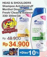 Promo Harga HEAD & SHOULDERS Shampoo Clean Balanced, Lemon Fresh, Cool Menthol 330 ml - Indomaret